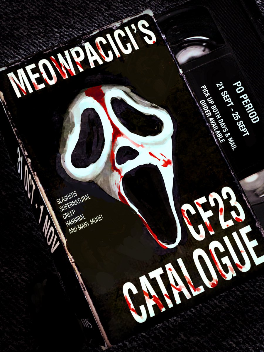 meowpacici's tweet photo. ❤️🔁 appreciated

AYO JAJAN MERCH HORROR DI CF23🎃
📍dead dove do eat F34a
OTS day 1-2 &amp; mail order open!
🗓️21-25 Sept

🔪MOVIES + horror games slasher SAW ghost face CREEP jennifers body american mary TERRIFIER brahms HARRY WARDEN pinhead nosferatu (1/4)
#cf23catalogue https://t.co/uWkaxuHxbG