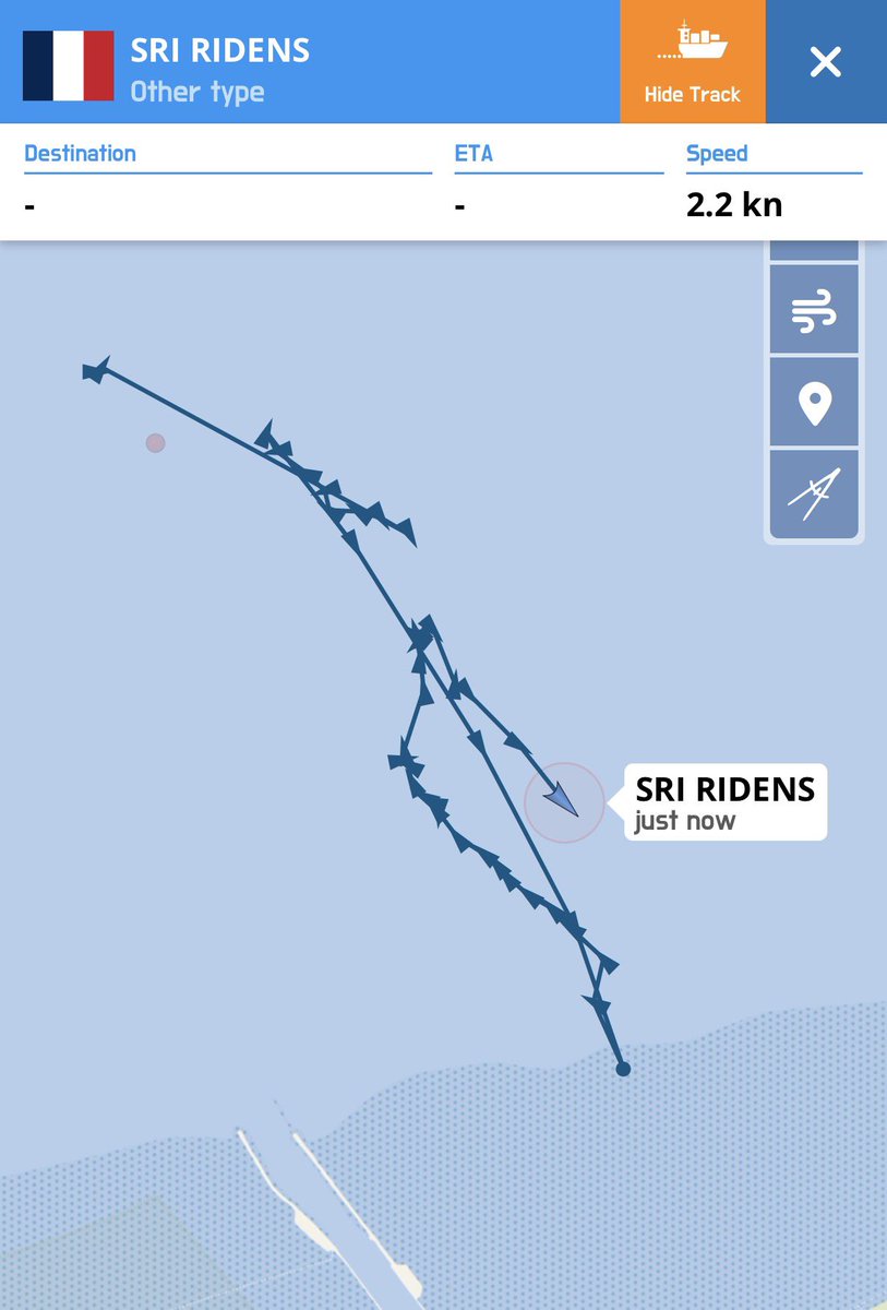 thenowherephoto's tweet photo. Something I’ve never properly explained is the role of the small French vessels that travel alongside the migrant boats.

These are powerful boats equipped with strong searchlights. From what I have witnessed, they can remain extremely close to the migrant boat and use those lights to illuminate the route towards people waiting in the shallow water.

The map below shows just how close they are and for how long 

This boat was coming into shore for over an hour! 

At that distance, they appear to have ample opportunity to intervene, stop the vessel or tow it back towards shore.

Instead, what I have repeatedly seen is the migrant boat continuing towards the waiting group while the area ahead is illuminated.

In my opinion, that raises serious questions about where observation ends and assistance begins.

If those searchlights were turned off, navigating towards people waiting in darkness on the shoreline would be considerably more difficult.