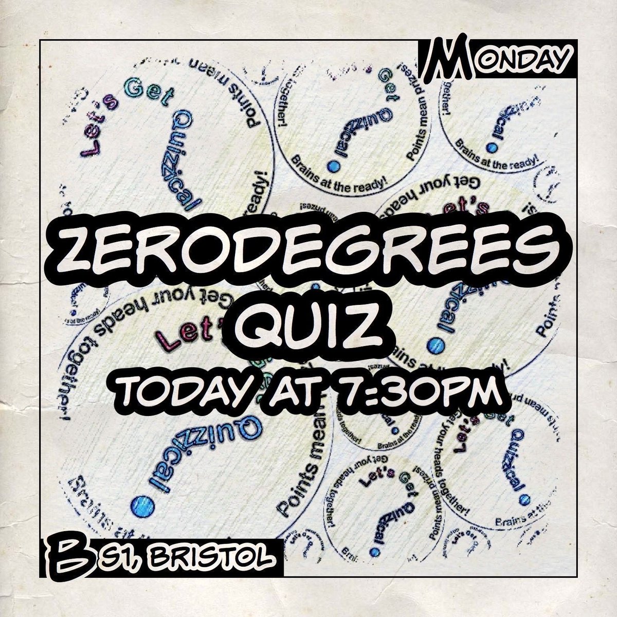 QuizzicalQuiz's tweet photo. It’s #QuizNight at #Zerodegrees in BS1, #Bristol. 7:30pm start for our #Decades #Quiz with a £50 bar tab to be won https://t.co/28Y3gTNkWJ