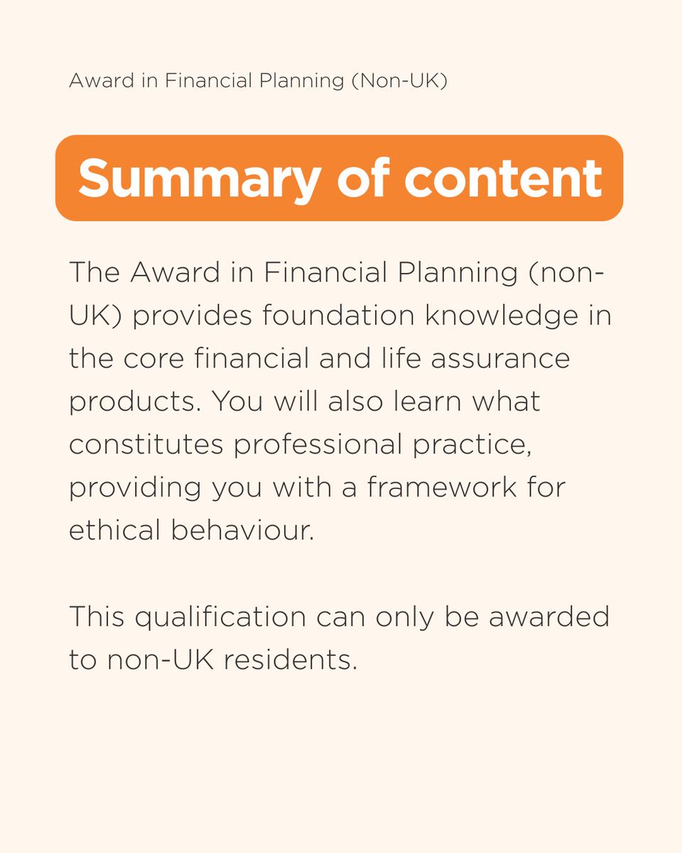 CIIGroup's tweet photo. Ready to take the next step in your financial planning career?

The Award in Financial Planning (Non-UK) provides a practical foundation for developing knowledge and confidence in financial planning.

Find out more: https://t.co/6l9YHKP5sj https://t.co/y2iu48zPeC