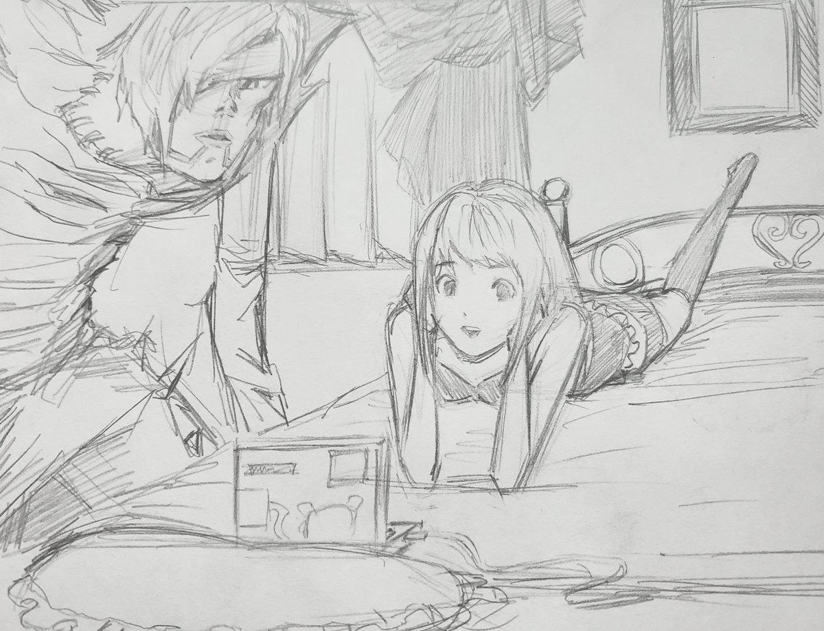 llamaZ_13's tweet photo. Had some coffee and did this little sketch of Misa and Rem #deathnote https://t.co/MmiVU5LARF
