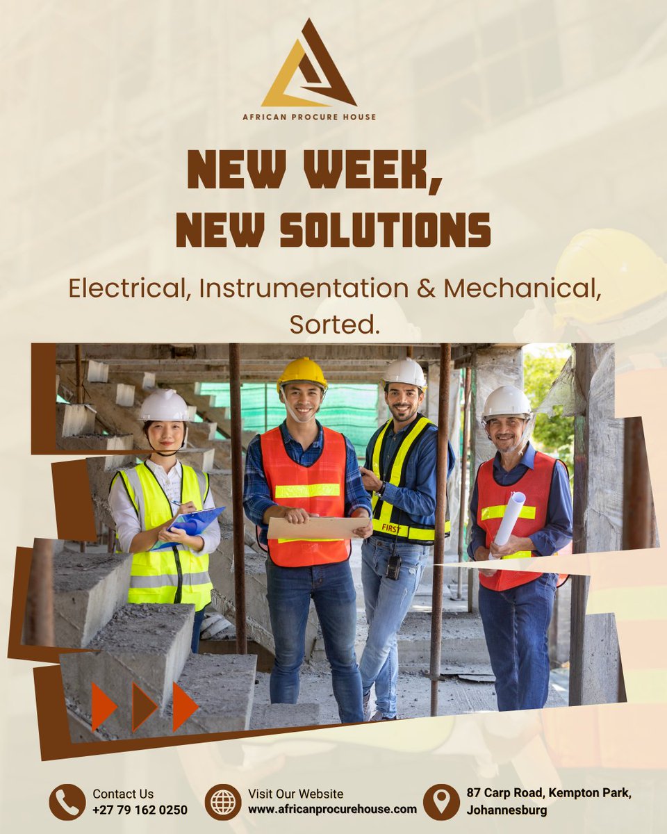 Africanprocure's tweet photo. New week, new priorities. ⚡ Sourcing electrical, instrumentation, or mechanical parts for your mining ops? African Procure House is your reliable supply partner, plan with confidence, execute without delay. 

#MondayInsights #Procurement #MiningIndustry https://t.co/5MGhc2IND7