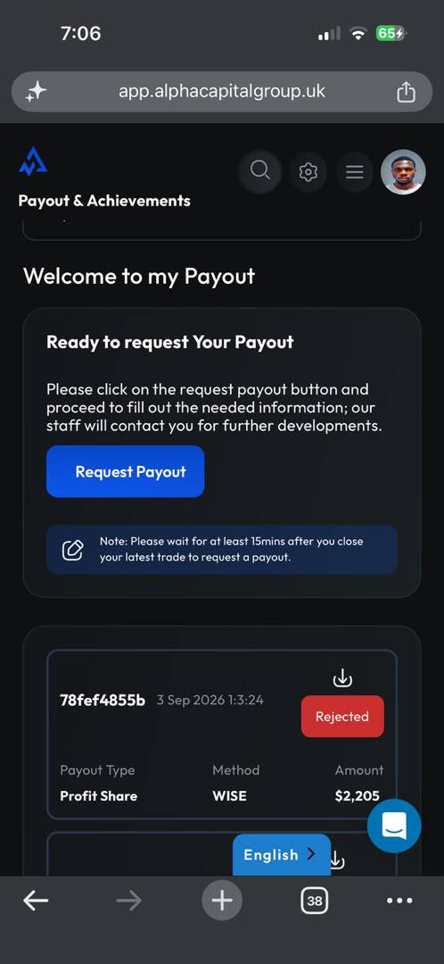 Only1MansaCrypt's tweet photo. @AlphaCapitalUK rejected my payout again today.
FXNG i need your voice, im being cheated

Over the last two weeks, I requested a $2,200 payout, which was rejected because ACG said I had exceeded the 1% risk limit.

In that case, I acknowledge that I did exceed 1% and I accepted the violation.

But today's situation is completely different On Thursday, I requested a $3,600 payout.

This time, I made absolutely sure I stayed within the 1% risk requirement. I also made sure I wasn't trading during news because I wanted to comply with the rules and finally receive my payout.

Today, the payout was rejected again  but this time for an alleged CID/device violation involving multiple ACG accounts.
@george_kohler  @AU79executioner  @kimmeltrading  @ZamcoCapital @PropFirmMatch  @astucefx  @SayLessFX  @tonysnip3r @CFTC