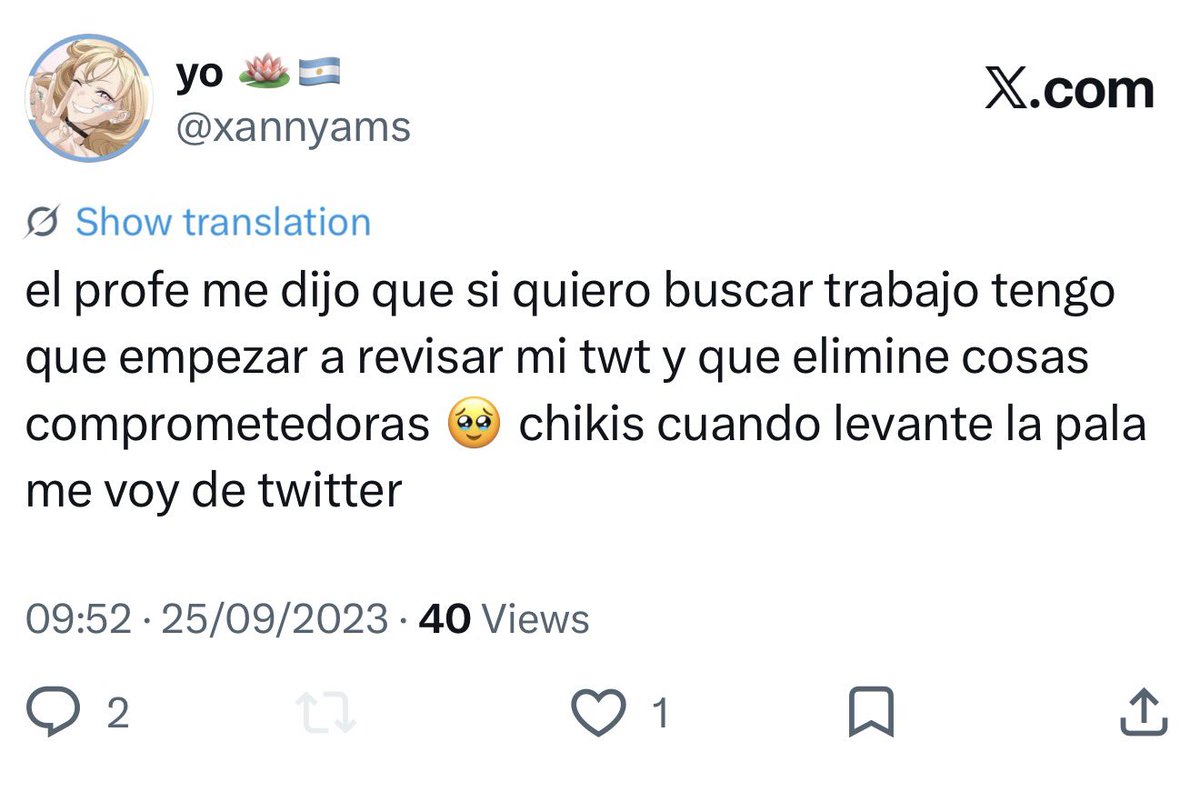 xannyams's tweet photo. tengo trabajo y no me fui de twitter 😔 me olvide
si ven que desaparezco es pq descubrieron mi twt ahr https://t.co/ae2rAsJWLx