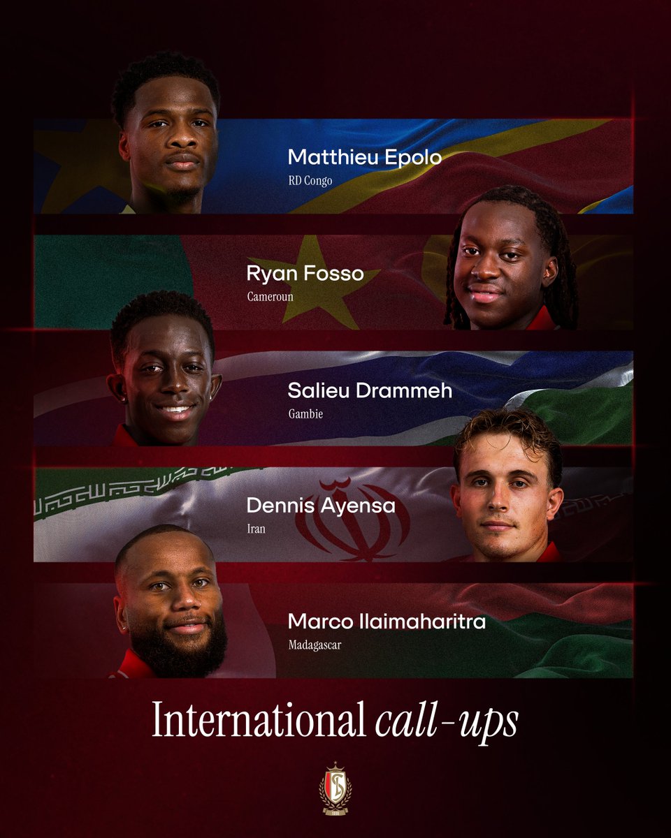 Standard_RSCL's tweet photo. Place à la trêve internationale. Bons matches à nos 5 Rouches appelés en sélection. 🌍 https://t.co/OMzic3Umgu