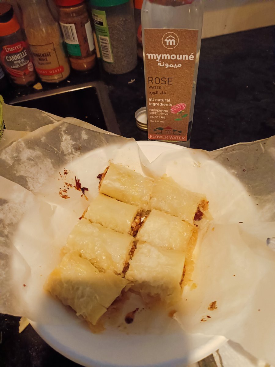 Carolekov6's tweet photo. I do baklava, börek and lahrmajin ...by myself cheers https://t.co/XPEXHhzLqd