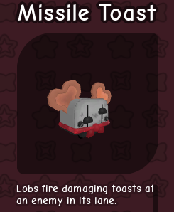 JunkyardHazard's tweet photo. Missile Toast
by @kiereo_hamsters 

Fire damaging tower that lobs a toast in your head ow 

Potattery effect: throw a very evil toast in every single enemy

I wont even add a random fact here im just disappointed with myself
Join the discord for more!! https://t.co/I44jkLc4Al
