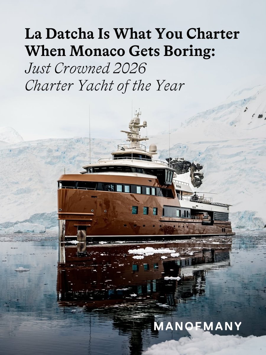 manofmany's tweet photo. Monaco is for people who have not seen this boat.

La Datcha just won 2026 Charter Yacht of the Year over 25 rivals. 77 metres of @damenyachting Xplorer that goes where other superyachts cannot, with full luxury inside.

Same three ports every summer? Here is your out.

#LaDatcha #DamenYachting #Superyacht