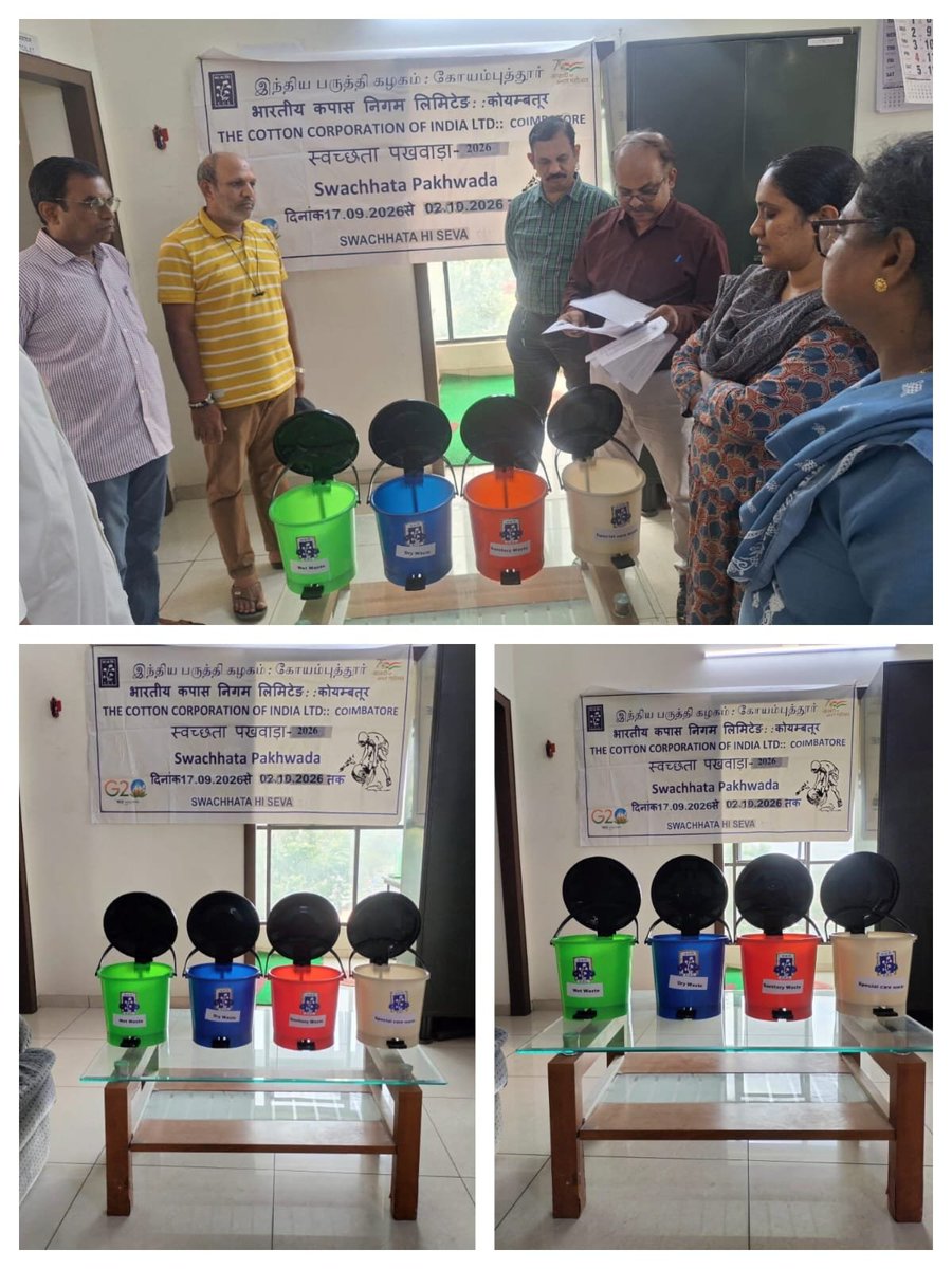 cci_coimbatore's tweet photo. Awareness/ Demonstration activities for solid waste management rules 2026 and 4 ways of segregation was carried out at Bo Coimbatore on 18.09.26 # swachhata hi seva campaign https://t.co/y32uP3FiTg