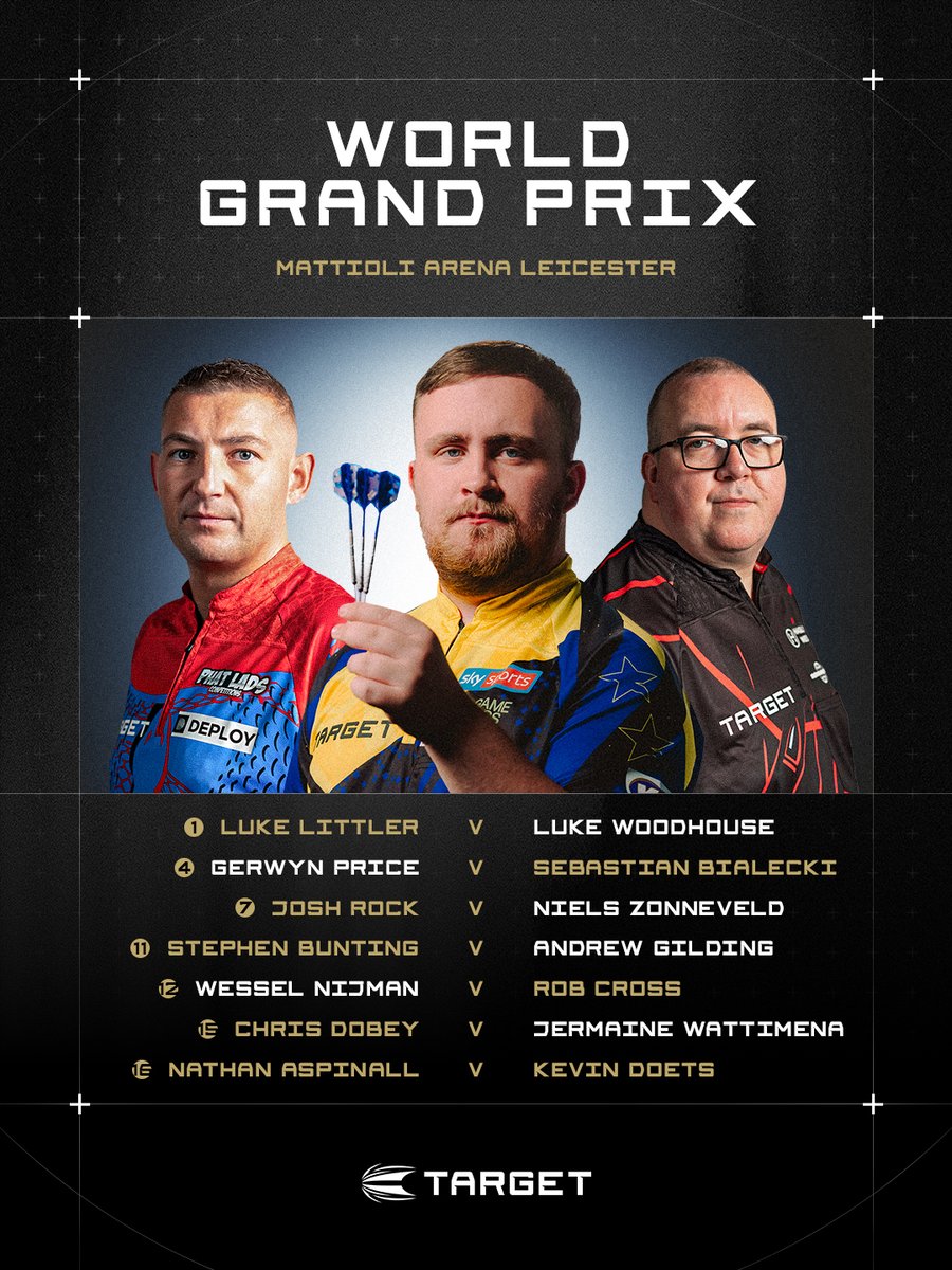 TargetDarts's tweet photo. The stage is set for Leicester ๐ฏ
Best of luck to all the Target players competing at the World Grand Prix
Double in. Double out. Letโs go. ๐ฅ
#TeamTarget #WorldGrandPrix https://t.co/OAhgprvduj