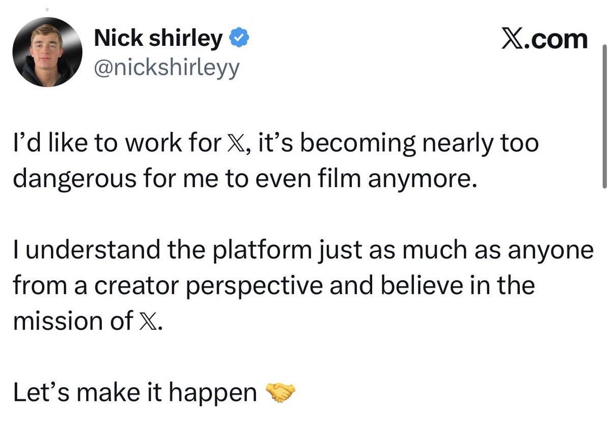NickShirleyRV's tweet photo. Nick Shirley has been out there exposing fraud that costs Americans real money. Now he’s saying it’s getting too risky to even hold a camera.

When the work is honest and the streets get hostile, you don’t tell the reporter to sit down. .

I say give the young Hero a job! https://t.co/5AF1q5Cjqh