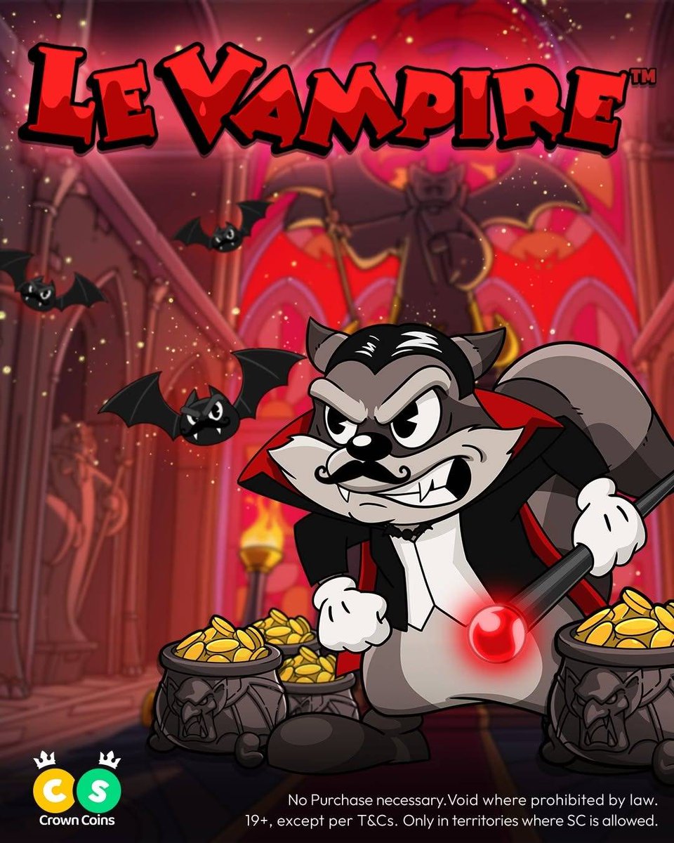 defiplugs's tweet photo. 🦇 The castle gates are opening. Le Vampire has landed at Crown Coins, our darkest, most dramatic slot yet. Bats, blood moons, and a raccoon vampire with full main character energy. 

#FYP #CrownCoins #LeVampire #NewSlotDrop https://t.co/NDCWFiBBbC