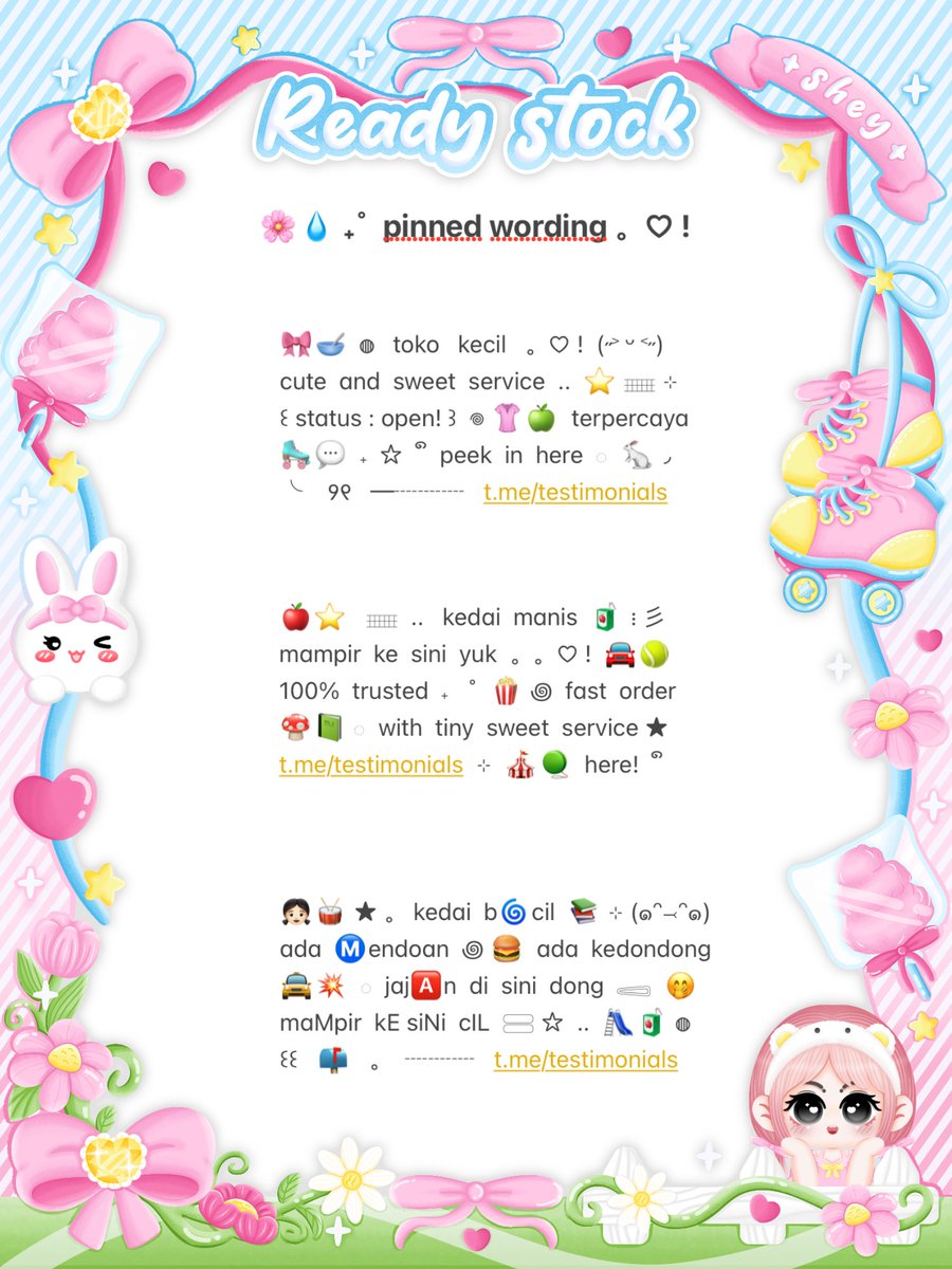 baemofn's tweet photo. 𐔌 🛼 . . help  rt，please? thank you  ˖ ˚ ‹𝟹

⌗ もしもし  🌸   ︿  ﹒  shey   brings   six 
wording    ꒰   pinned   x   ꒱    𓈄  🐰💧 𖦹   
dengan  𖠗  🎀 🍭  𓈃  ⊹  IDR. 5,5OO  ♡ 
⁝⁝ketuk dm / telegram aku 𓈈  ..  🥣

╰─ #bealanja ⊹ ꮺ https://t.co/8IB70IRXNl