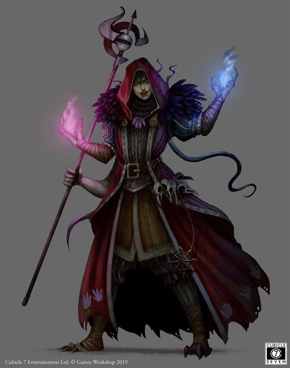xathrodox86's tweet photo. I don't care what anyone says - Sorcerers of Tzeentch have the best drip. Yes, even better than those Slaaneshi degenerates. I'll die on that hill... or at least get heavily mutated.🪄🐙

Art by CM - Morin, who made it for the "Death on the Reik" book for #WFRP 4e.
#WarhammerArt https://t.co/tWUVSoYMcp