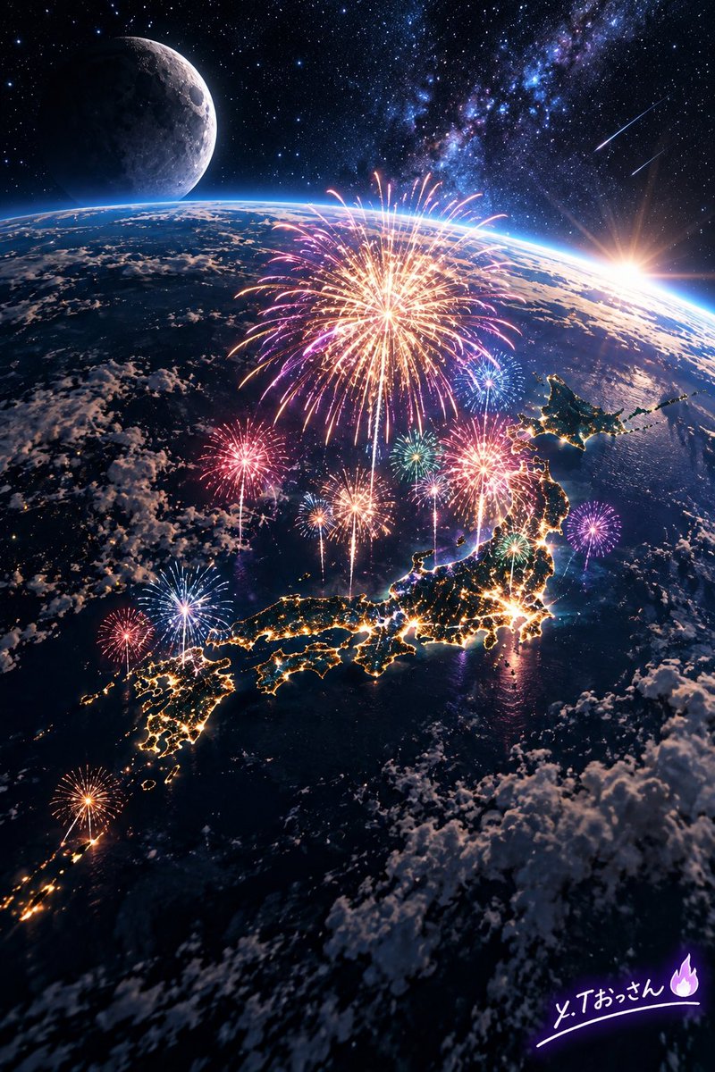 yt_ossan_'s tweet photo. 「花火」🎆

花火大会へ向かう途中から、
見上げる人たち、線香花火、
ちょっと変わった視点の花火、
そして全部終わったあとの静かな海まで。

いろんな視点から、自分の中にある「花火」を作ってみました。

#花火 #創作イラスト #夏の風景 #AIイラスト https://t.co/m8V3aZajUa