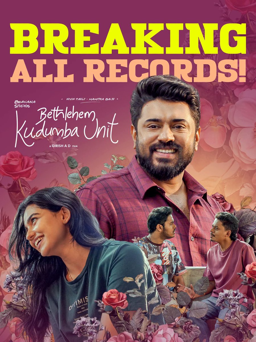 _akash_azad's tweet photo. The Kerala box office has witnessed another MASSIVE milestone! 🔥🏆 

#BethlehemKudumbaUnit crosses ₹150 Cr from Kerala alone and ₹300 Cr worldwide to become the Malayalam Top Grosser. 

#NivinPauly follows up #SarvamMaya's ₹150 Cr with another mega blockbuster! ❤️‍🔥 https://t.co/lKCRwu9cwm
