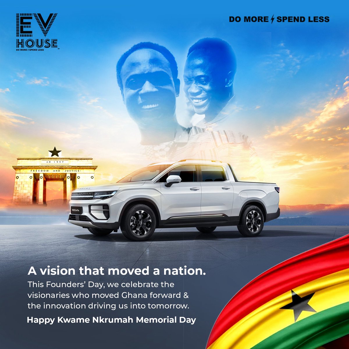 EVHouseltd's tweet photo. 🇬🇭 Today, we honour the legacy of Osagyefo Dr. Kwame Nkrumah and his vision for a progressive, self-reliant Ghana.

Happy Kwame Nkrumah Memorial Day!
#kwamenkrumahmemorialday https://t.co/1WPqEqvhFY
