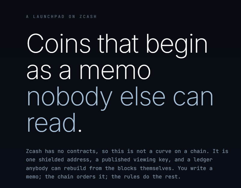 launchsnowline's tweet photo. Some Zcash "token" projects hand you a receipt that becomes an asset if shielded assets ship. ZIP 226/227 weren't in NU7 and have no date.

https://t.co/alDneshtPV doesn't wait for that. Deploy a coin, sell it, get paid — a ledger you can rebuild yourself from the chain. https://t.co/mo6pjQVYHX