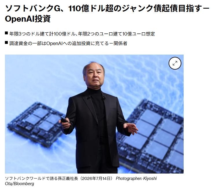 ipo_majime's tweet photo. Bloombergも報道
孫さんへの忖度ゼロで「過去最大級のジャンク債案件の一つ」と書いちゃう遠慮のなさにシビれました

記事ではソフトバンクグループの格付けにも触れており、S&amp;Pで投機級格付けとなるBB+は、アルファベットのAA+やアマゾンのAAとは対照的、との書きぶり
https://t.co/BfUCSVgRw3 https://t.co/OymGKY9DEA