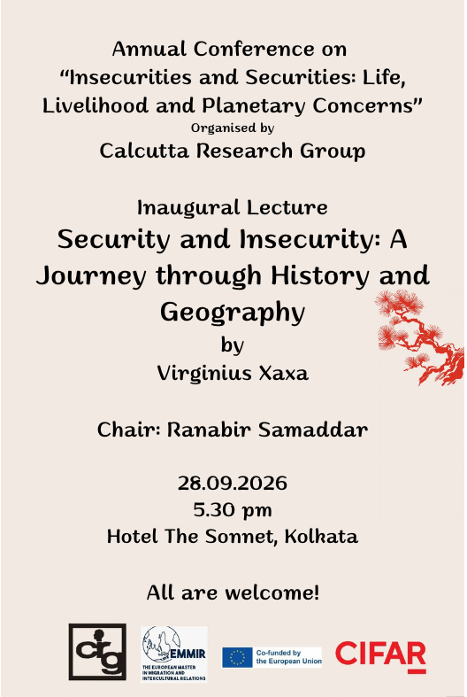 MCRG_CRG's tweet photo. On 28 Sept 2026, Prof. Virginius Xaxa will deliver the inaugural lecture at CRG's 11th Annual Conference on 'Insecurities and Securities: Life, Livelihood and Planetary Concerns'. Chair: Professor Ranabir Samaddar, Professor Emeritus, CRG. Venue: Hotel Sonnet, Kolkata; 5:30 PM. https://t.co/u79f7vOgPE