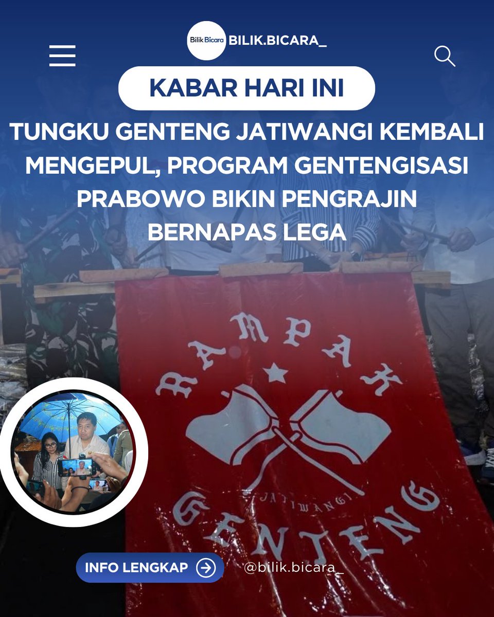 bilikbicara's tweet photo. Kabar hari ini! Tungku genteng Jatiwangi kembali mengepul berkat Program Gentengisasi Prabowo. Harapan baru bagi pengrajin genteng untuk kehidupan yang lebih baik. #PrabowoSubianto #Gentengisasi #Jatiwangi #PengrajinGenteng https://t.co/ujZikHEdax