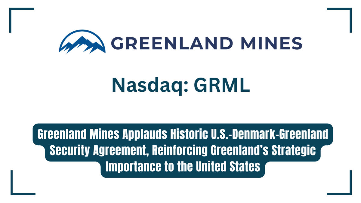 InvestorNews's tweet photo. Greenland Mines Applauds Historic U.S.-Denmark-Greenland Security Agreement, Reinforcing Greenland’s Strategic Importance to the United States https://t.co/ZETvuDIJiX cc: @InvestorNews

#USGreenland #CriticalMinerals #RareEarths #Palladium #Platinum #vanadium #Gold @GreenlandMines $GRML