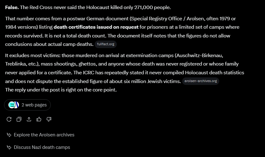 CorpusVerum's tweet photo. @AriCloggie Red cross never claimed 271k, it was just one incomplete report that said 271k based on one camp record for processed death certificates.. try fact check things https://t.co/34ri3KX4RS