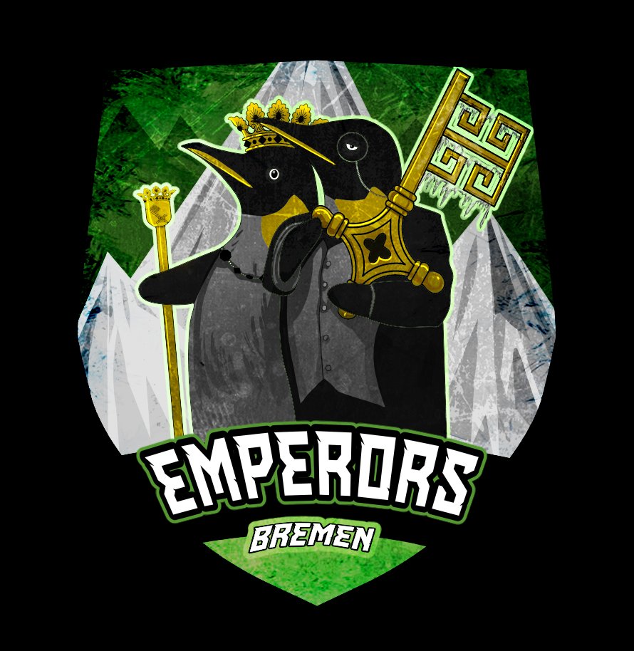 EmperorsBremen's tweet photo. Zum Start unserer Social-Media-Kanäle und zum kommenden Prime League Split präsentieren wir unser neues Logo.

Entworfen von @WellenKatze, löst es unser bisheriges KI-Logo ab – großes Dankeschön für die Umsetzung! 🖤💚 https://t.co/LRXPXdm6Zs