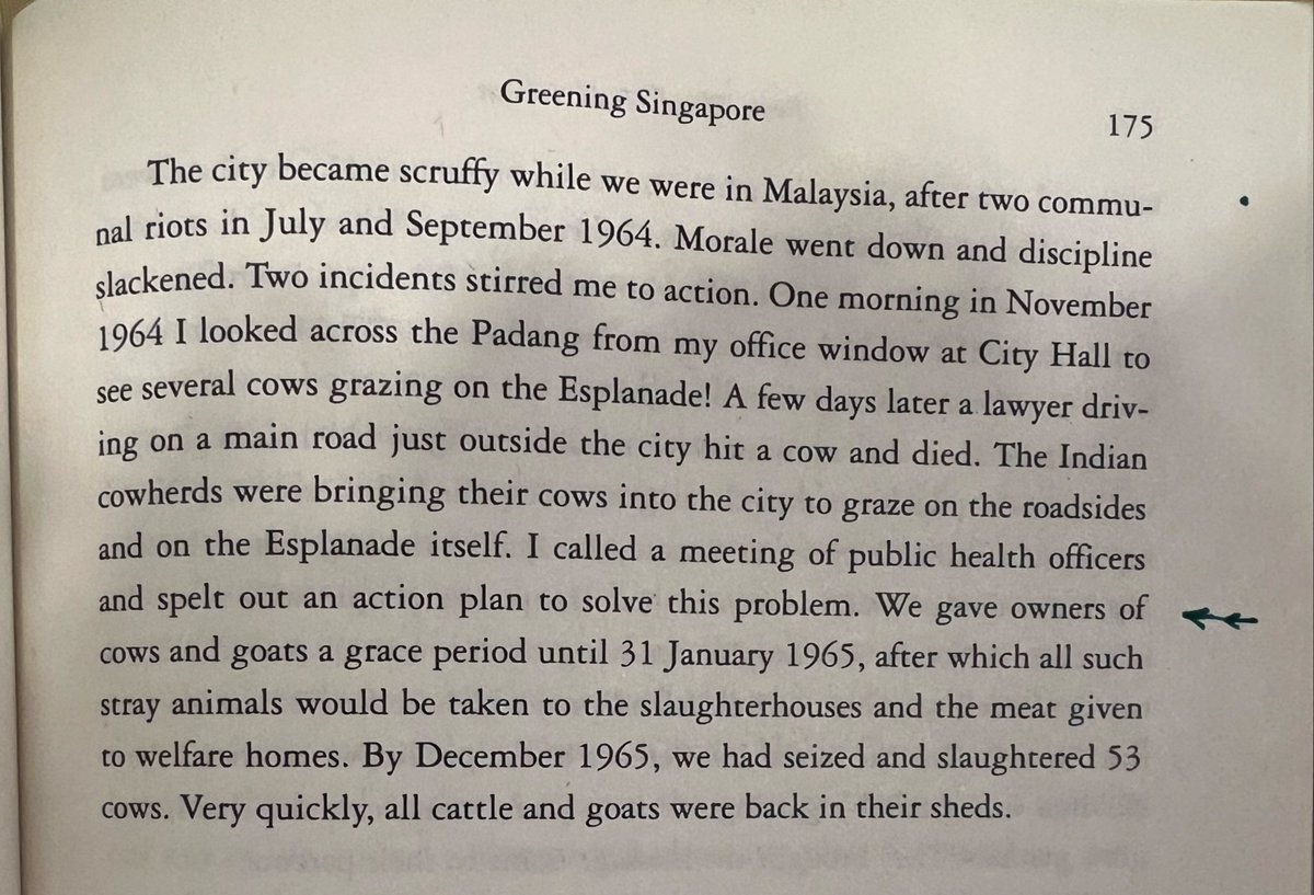 nishanth_who's tweet photo. Lee Kuan Yew’s solution to stray cows on roads that cause disruption. 

Source: From Third World To First, LKY https://t.co/WnwD2ZsuS2