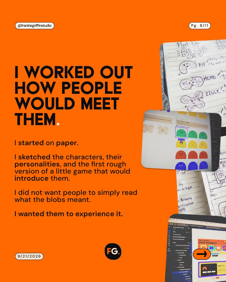FrankieGStudio's tweet photo. 3/3 | I designed the game in @figma, then used AI to help turn it into working code.
The human contributed the why. Design shaped the experience. AI accelerated the how.
Sometimes the most human ideas are already hiding in our own stories.

Meet the Blob Crew at https://t.co/lCZmkDrYZ2 

#LearningDesign #IntentionalAI #HumanIdeas #DesignProcess
