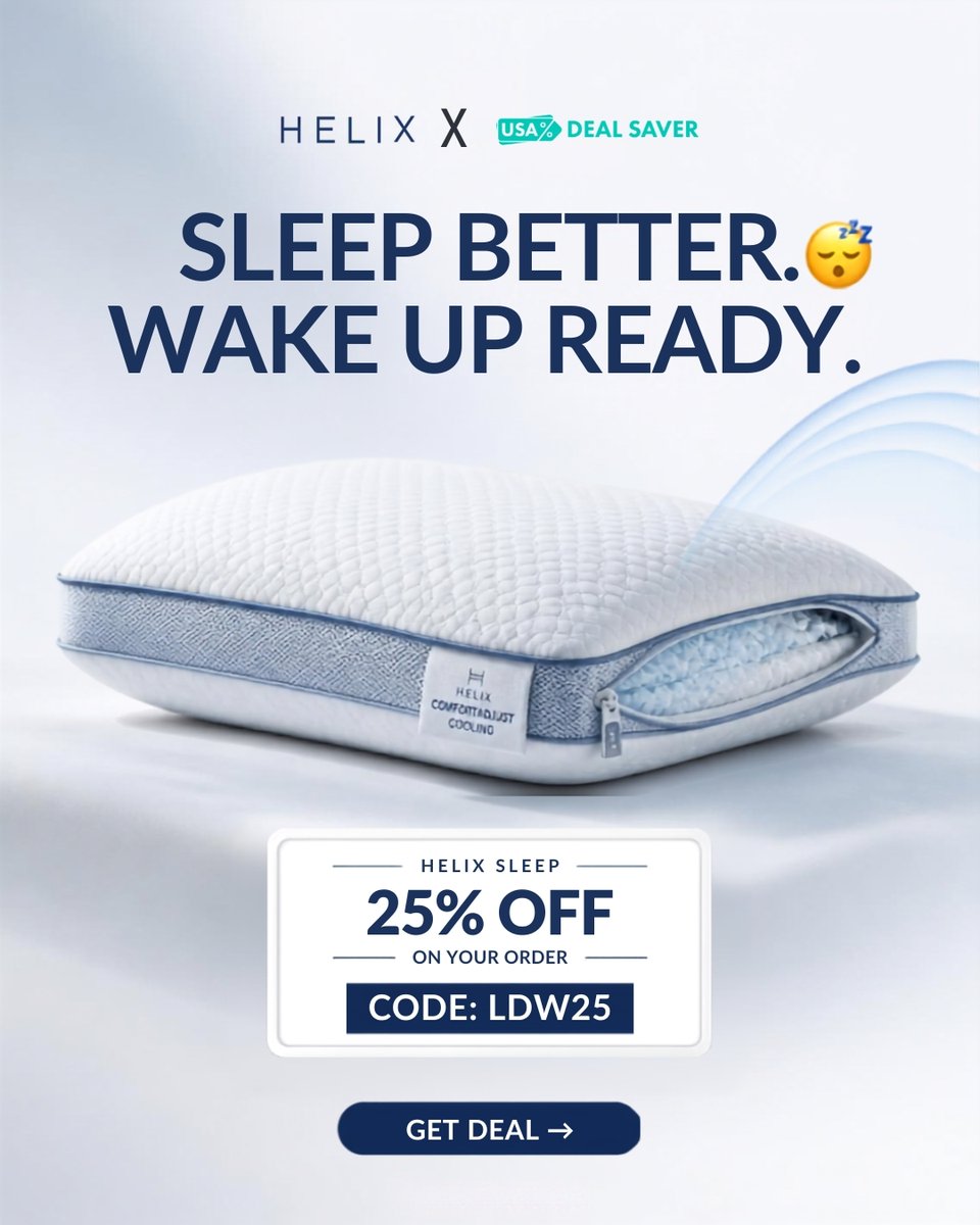 usadealsaver's tweet photo. Your bed deserves a little upgrade. 🛏️✨ 

Get 25% off Helix Sleep with code LDW25 and explore more current deals and promo codes on USA Deal Saver.

For more, visit:
https://t.co/Zjtga4qtIe

#HelixSleep #SleepDeals #MattressSavings #BedroomUpgrade #HomeSavings #USADealSave https://t.co/SHNarhm5Cj