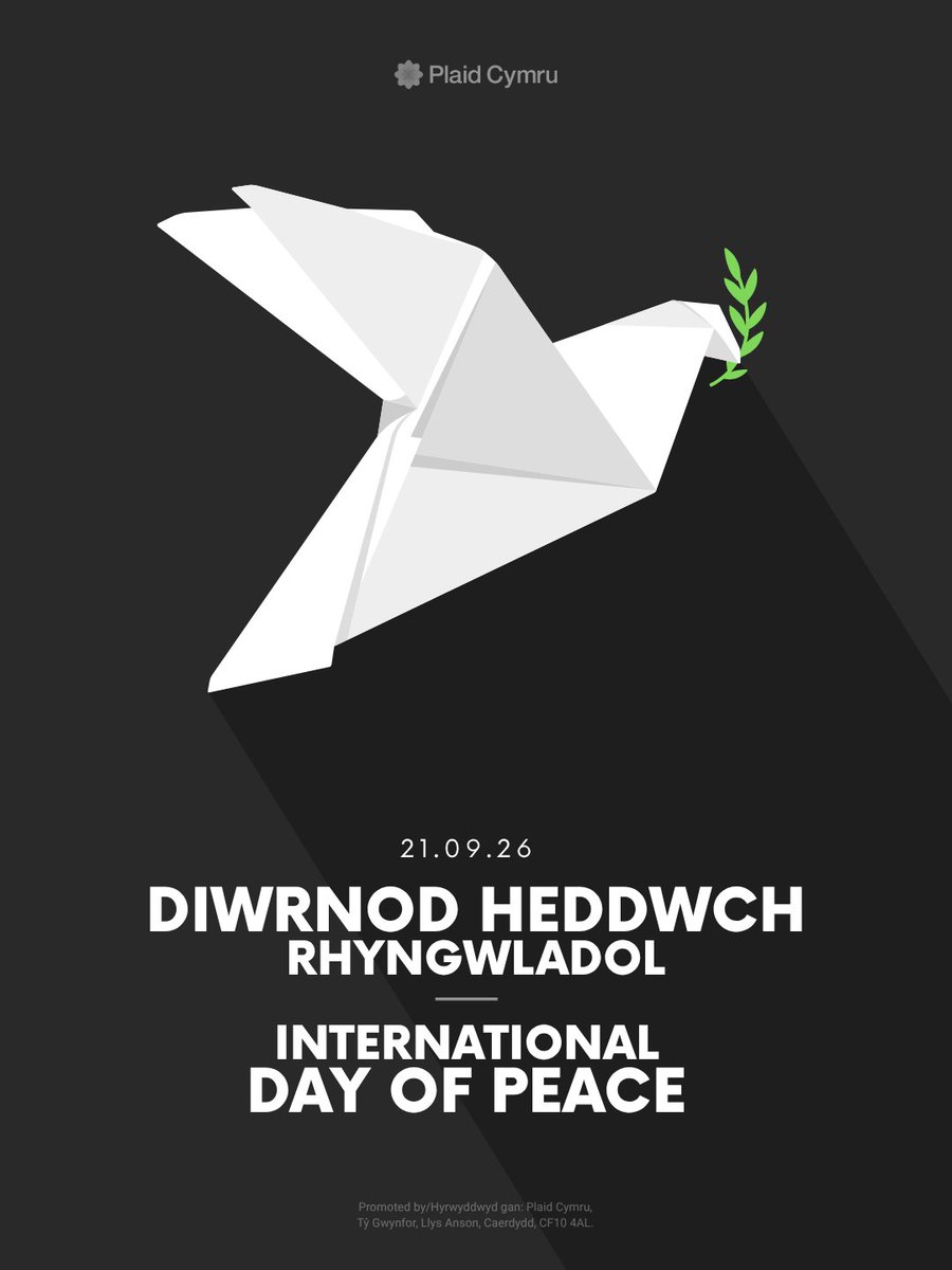 Plaid_Cymru's tweet photo. 🕊️ Mae heddiw yn nodi #DiwrnodRhyngwladolHeddwch

Ym Mhalesteina, Wcráin, Sudan, Yemen ac ar draws y byd, mae'r angen am gyfiawnder a diogelwch yn fwy nag erioed.

Bydd Plaid Cymru bob amser yn sefyll dros heddwch, cyfiawnder a thegwch  yng Nghymru ac o amgylch i byd 🤍 https://t.co/sMw0TLcw1G