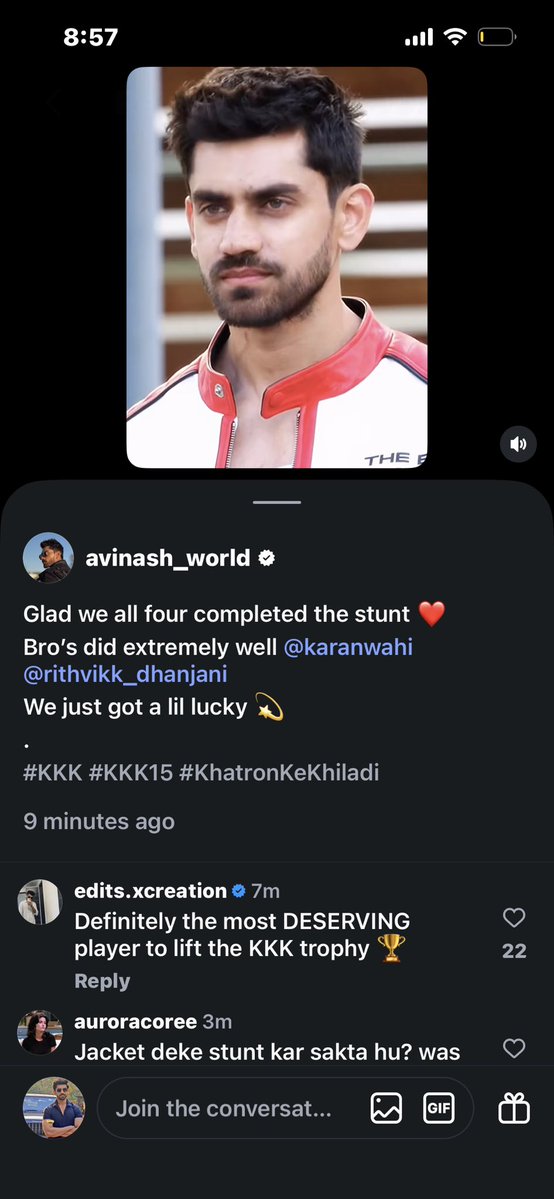 AvinashM1810's tweet photo. Avi posted a reel of the height stunt❤️.

Nd u can see his kindness nd humility here as he mentioned both Karan nd Ritwik nd has said that this time luck in Avi md Hanas side. Which was true.

Everyone deserves an Avinash in their life❤️

#AvinashMishra #KKK15 https://t.co/53z9DSJKCA