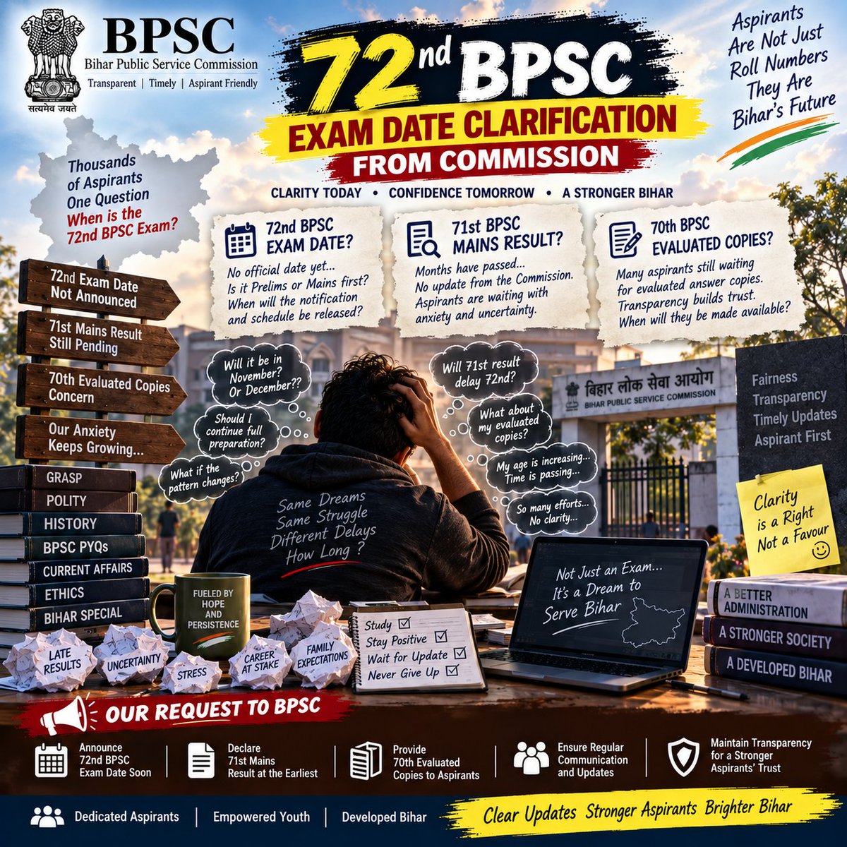 Subhash47182669's tweet photo. #72ndbpsc exam date clarification @BPSCOffice @gadbihar @samrat4bjp @CMOfficeBihar https://t.co/TatVcpiSRE
