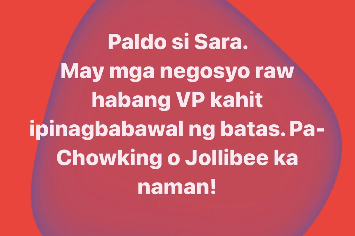 AkbayanParty's tweet photo. Section 13, Article VII Constitution:
 
Section 13, The President, Vice-President, the Members of the Cabinet, and their deputies or assistants shall not, unless otherwise provided in this Constitution, hold any other office or employment during their tenure. They shall not, during said tenure, directly or indirectly, practice any other profession, participate in any business, or be financially interested in any contract with, or in any franchise, or special privilege granted by the Government or any subdivision, agency, or instrumentality thereof, including government-owned or controlled corporations or their subsidiaries. They shall strictly avoid conflict of interest in the conduct of their office.