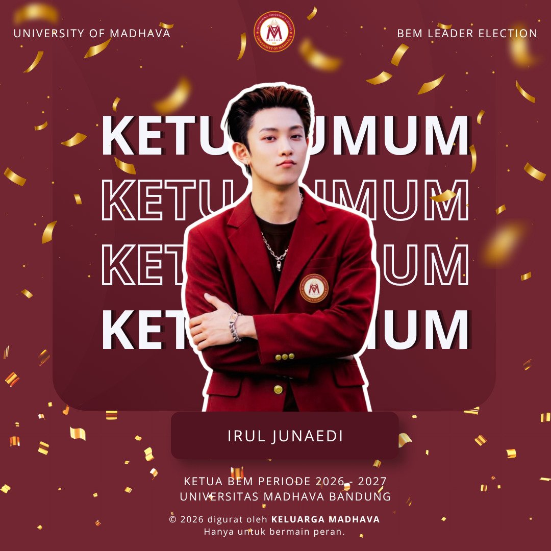 TheMadhava's tweet photo. ㅤ

SELAMAT ATAS TERPILIHNYA 
𝐊𝐄𝐓𝐔𝐀 𝐔𝐌𝐔𝐌 𝐁𝐄𝐌 
𝐔𝐍𝐈𝐕𝐄𝐑𝐒𝐈𝐓𝐀𝐒 𝐌𝐀𝐃𝐇𝐀𝐕𝐀 𝐁𝐀𝐍𝐃𝐔𝐍𝐆

𝐈𝐑𝐔𝐋 𝐉𝐔𝐍𝐀𝐄𝐃𝐈 
( @idamwn ) 

ㅤ https://t.co/pFRVj8MXUn
