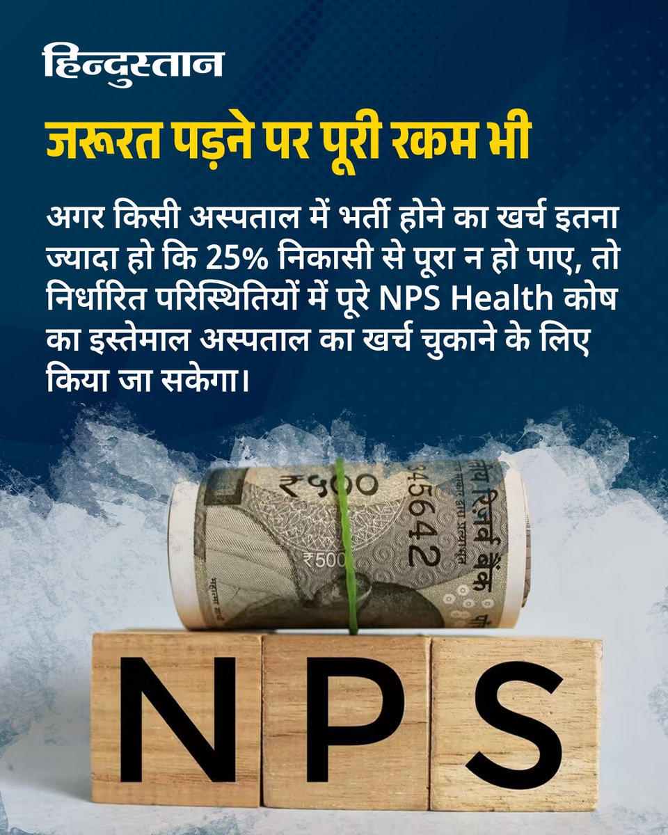 Live_Hindustan's tweet photo. NPS Health: पेंशन के साथ इलाज की भी चिंता खत्म! 25% पैसा निकाल सकेंगे, 85 साल तक बीमा, जानें पूरी डिटेल...
#npshealth #nps #pensions
पढ़ें पूरी खबर - https://t.co/vbPtsMNQwJ
देश-दुनिया की खबरें पढ़ने के लिए अभी डाउनलोड करें 'Hindustan App' और जीते फ्री मोबाइल रिचार्ज https://t.co/mpu36IfNiW