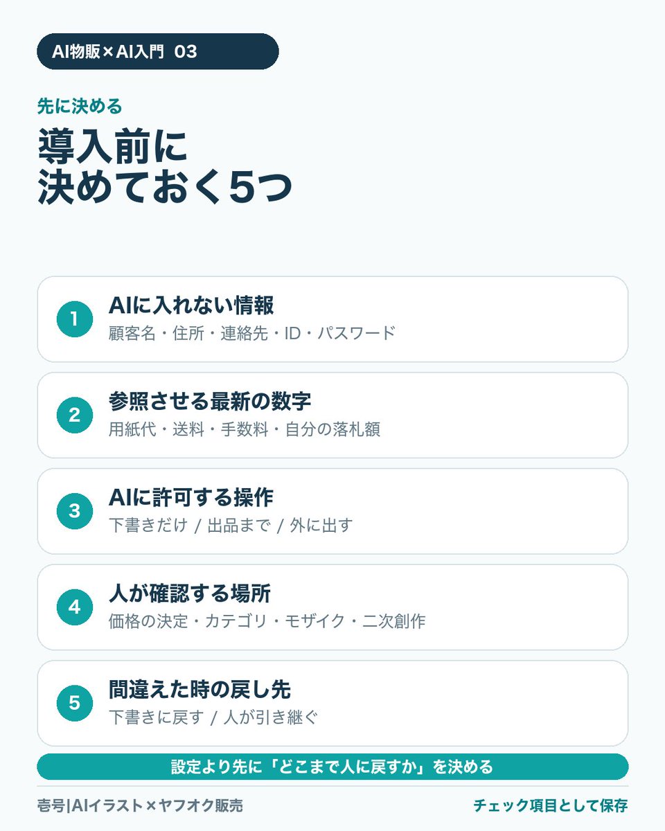 comfortable4u's tweet photo. AI物販でAIを使いこなしたい人へ。

「ChatGPTに聞く」と「AIに仕事を進めてもらう」は別物です。

・チャットAIとエージェントの違い
・用途別の使い分け4つ
・導入前に決める5つ

画像にまとめました。出典はリプ欄↓ https://t.co/Xq7iPnt4cY