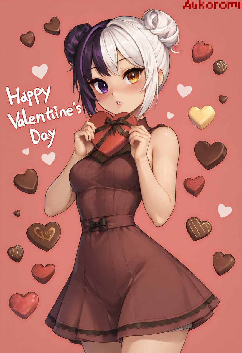 Aukoromi's tweet photo. ¡Feliz San Valentín! 💕🍫

ハッピーバレンタイン！ 💕🍫

#AIart #AIイラスト #AiGirl #AI美女 #Valentine #ValentinesDay #HappyValentinesDay #Chocolate #チョコ #バレンタイン #Cute #BeautifulEyes #Heterochromia #SplitHair #美少女 #かわいい https://t.co/9gfwFWFPCq
