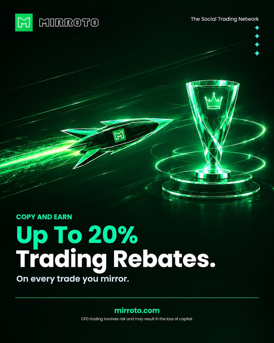 MIRROTO_GLOBAL's tweet photo. 💻 MIRROTO Copy Trading mirrors your chosen trader's moves in real time.

💹 That's where real-time mirroring comes in, helping your account follow the action with minimal delay.

And every trade you copy can also earn you up to 20% in trading rebates.

#Mirroto #CopyTrading https://t.co/ohoTdAmS0S