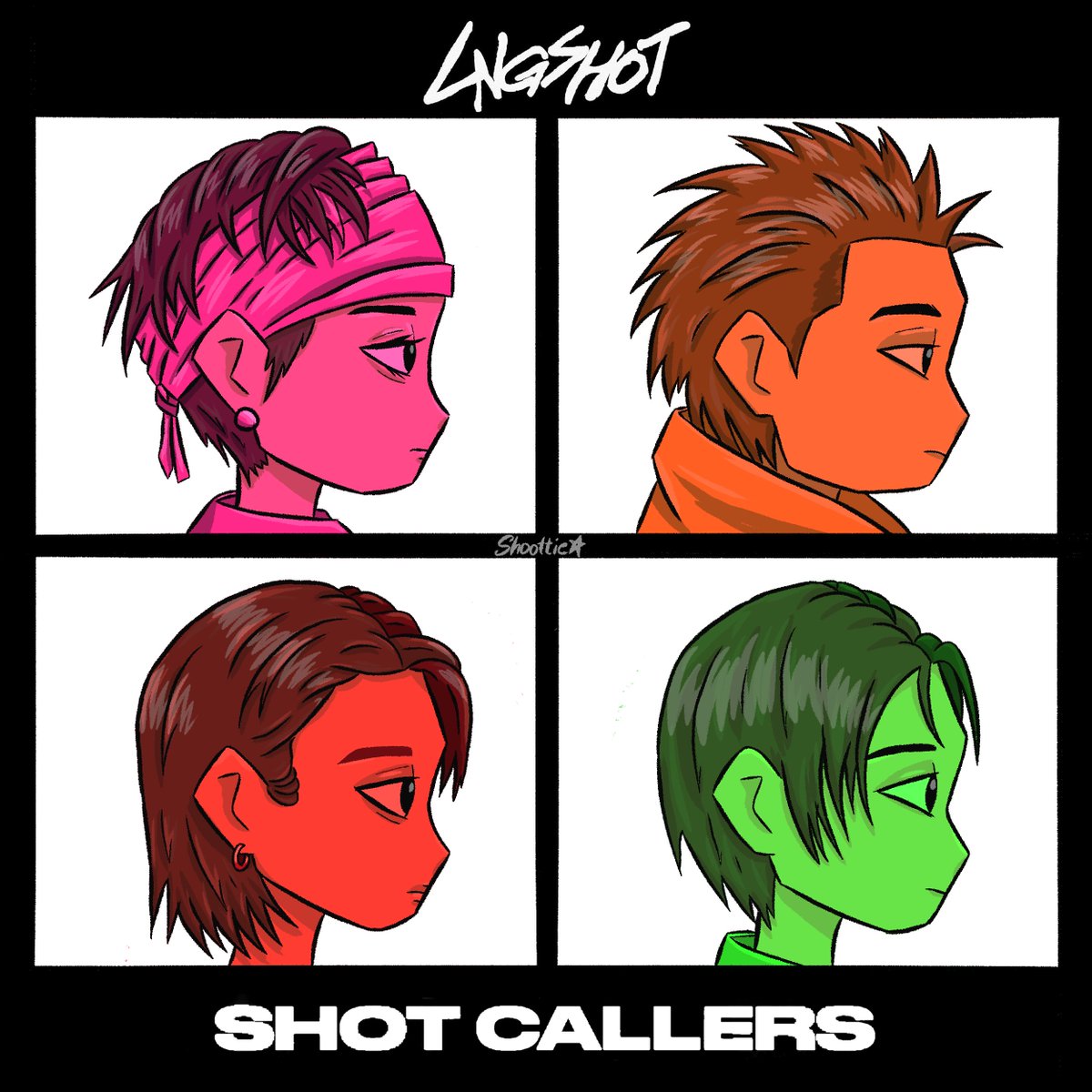 shoottiestar's tweet photo. LNGSHOT's shotcallers as Gorillaz's demon days album cover 

#LNGSHOT #fanart https://t.co/f2lnPZjWI0