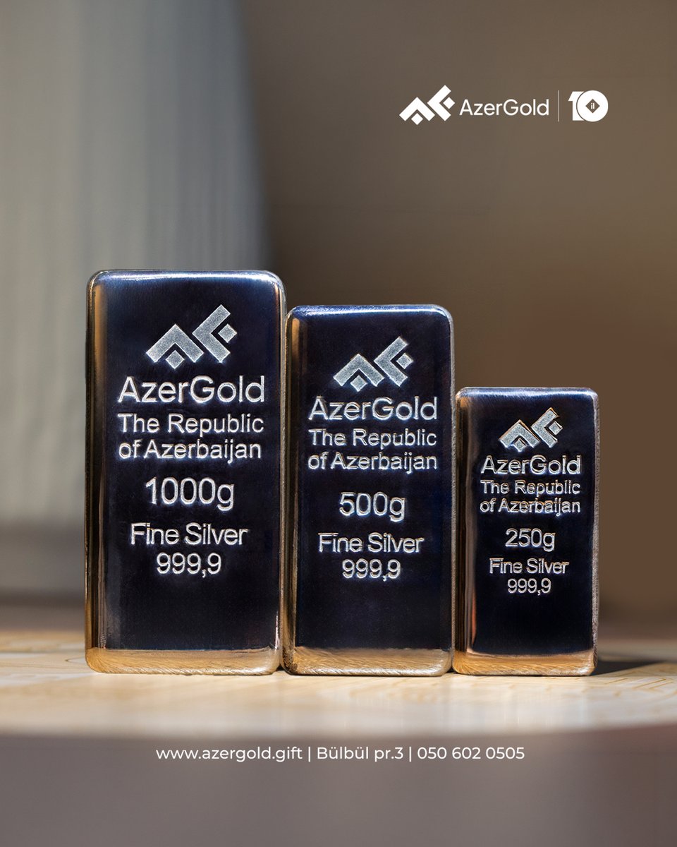 Azergoldgift's tweet photo. Gümüş külçələrə investisiya qoymaqda maraqlısınız? Elə isə fürsəti qaçırmayın! İndi investisiya üçün ilk addımı atın!

🌐 https://t.co/sf2hFbITn8
📍 Bülbül prospekti, 3
📞+994 50 602 05 05

#AzerGold #gümüş #Gümüş #Hədiyyə #Yatırım #Gümüşkülçə #MadeInAzerbaijan https://t.co/0f1zqeEzGD