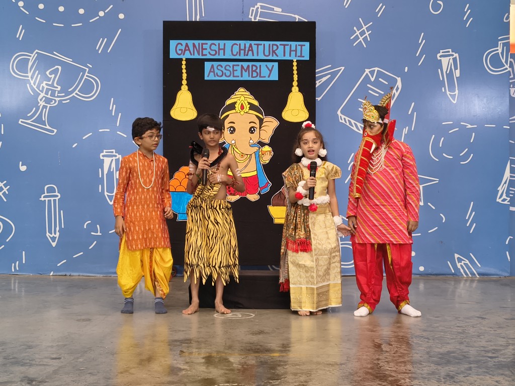 DPSTapi's tweet photo. 🐘🌺 Class III-B celebrated Ganesh Chaturthi through prayer, dance, a quiz and an engaging skit, exploring the festival’s cultural significance and values of wisdom, humility and perseverance. 🙏✨
#DPSTapi #GaneshChaturthi https://t.co/LfdvQ13fnF