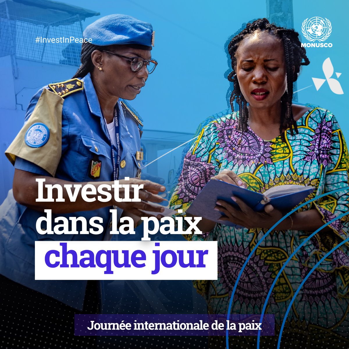 MONUSCO's tweet photo. Investir dans la paix, c’est aussi renforcer les institutions qui protègent la population.

Les policiers individuels de la #MONUSCO accompagnent la Police nationale congolaise, notamment à travers le conseil, la formation et l’appui à sa réforme.

#InvestInPeace https://t.co/19HGslAKGq