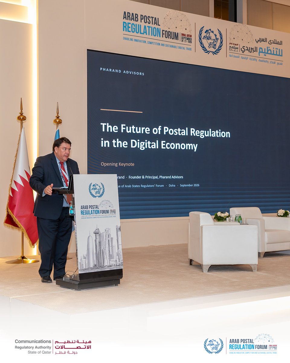 CRAqatar's tweet photo. The first day of the Arab Postal Regulation Forum 2026 explored the future of postal regulation, sector reform, consumer protection, and service quality, with the participation of CRA officials and experts alongside experts from the UPU and across the Arab region.
#CRAQatar #UPU https://t.co/hoYFxT1GVc