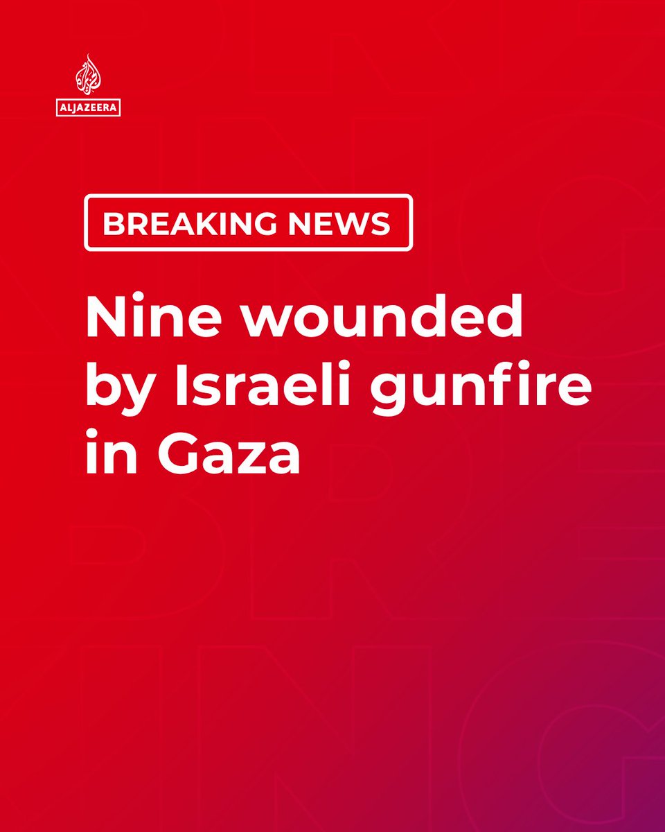 AJEnglish's tweet photo. Nine people have been wounded by gunfire from Israeli forces in Khan Younis and Al-Bureij camp in central Gaza, according to medics.

🔴 Follow our LIVE coverage: https://t.co/htTiBaVLz2 https://t.co/fRMyGuXZZG
