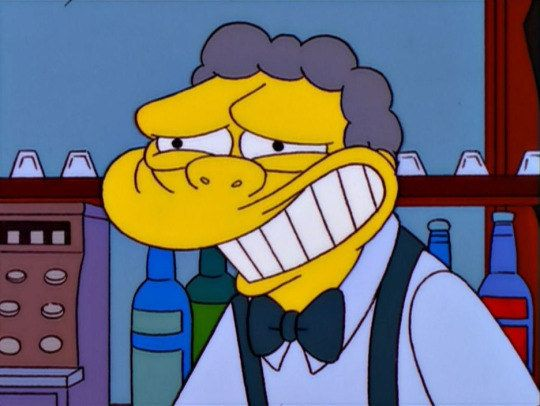 Chickenangelion's tweet photo. "Am I Moe," "Is this Moe."
NO, FOR THE LAST TIME! YOU ARE NOT! YOU ARE BIG, FAT, STINKY, DUMB AND UGLY!!!!! SHUT UP!!!!!!!!!!!!!! THIS IS MOE. MOE SZYSLAK DEBUTED IN THE BEGINNING OF THE SIMPSONS SERIES IN 1989.
GET IT RIGHT YOU BOZOS. 
REMEMBER HIS FACE AND REMEMBER IT WELL. SMH https://t.co/K4gRjRTeyj