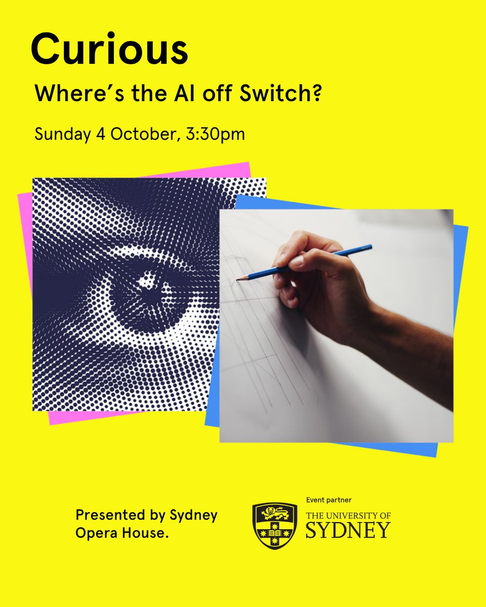 Sydney_Ideas's tweet photo. Amid the rise of #AI, how do we push against the great cognitive decline &amp; protect our creativity?

Join @Sydney_Uni experts Sophie Gee, Reuben Rideaux &amp; Daniel Brown as they discuss with Shae O. Omonijo. 

Book now: https://t.co/uShAeBnrlP

#Curious @SydOperaHouse https://t.co/XuFZcjPIcK