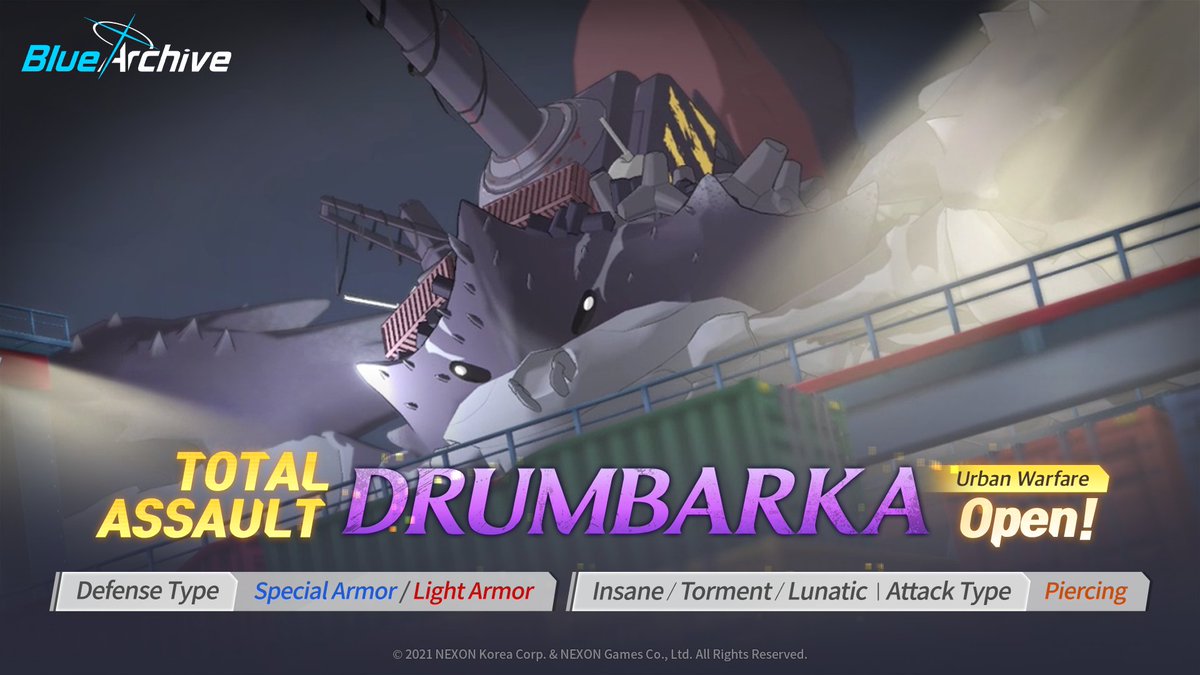 EN_BlueArchive's tweet photo. [Total Assault Open Notice]

The Total Assault - Drumbarka (Urban Warfare) has opened 9/22 (Tue) 2:00 AM (UTC)!

➡️Official Discord: https://t.co/NMq9M8xvWw

#BlueArchive https://t.co/MAx2jghNVd