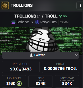 TrollionsTroll's tweet photo. A technical update:

@DEXScreener sorted itself with the overnight volume. It is now displaying the pair correctly: $TROLLIONS / $TROLL , as it fucking should.

We are a $TROLL rewards and a $TROLL paired coin. Both.

We fixed the issue with the queued tokens on @LaunchOnSF $STONK. I found an independent contact who produced an API call to their server to resolve. We can do this again if it ever gets stuck. He is also incorporating that functionality into a bot. All rewards have been distributed and are flowing correctly.

Everything looks incredible. What are you waiting for?